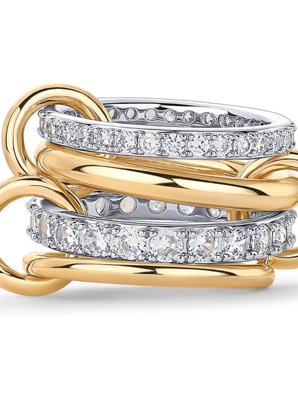 Stackable 14K Gold-Plated Interlocked Rings Set for Women